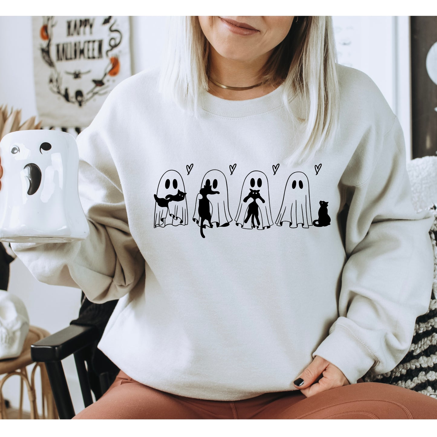 Ghost and Cat Sweatshirt
