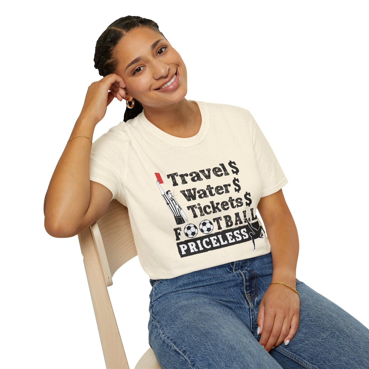 T-Shirt — "Travel  Water  Tickets  Football Priceless" Referee Humor Tee Soccer fan t-shirt