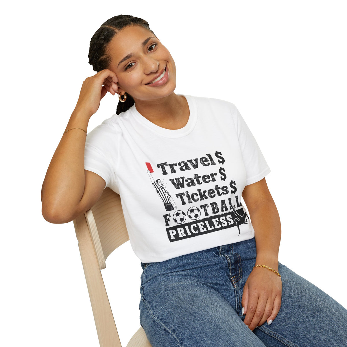 T-Shirt — "Travel  Water  Tickets  Football Priceless" Referee Humor Tee Soccer fan t-shirt