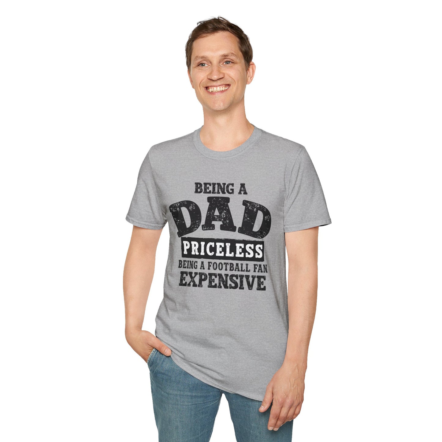 Dad Priceless Funny T‑Shirt — "Being a Dad Priceless, Being a Football Fan Expensive"