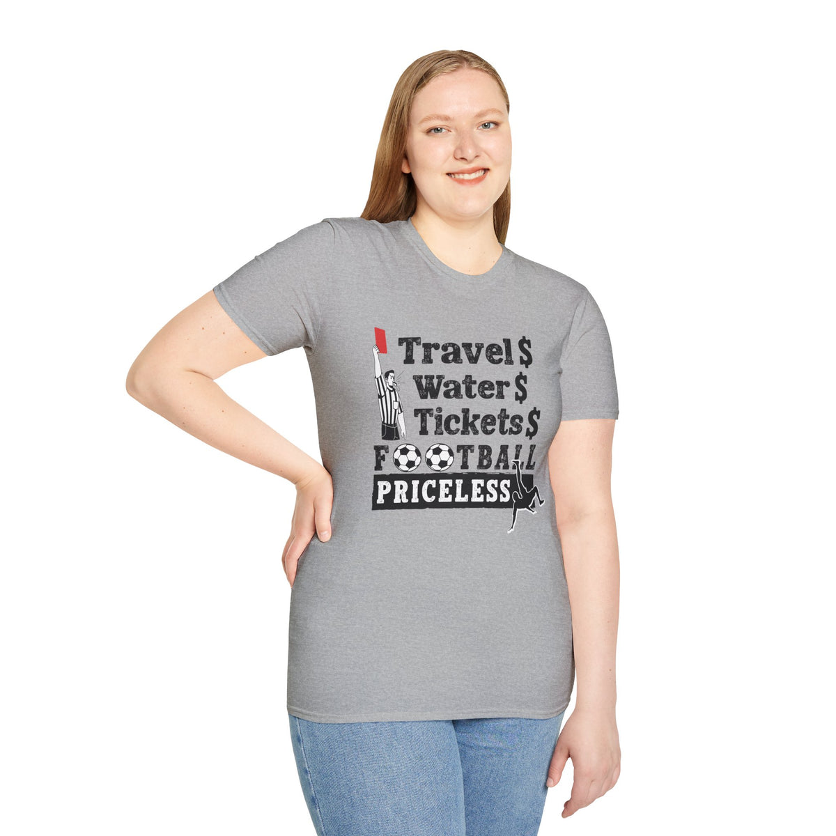 T-Shirt — "Travel  Water  Tickets  Football Priceless" Referee Humor Tee Soccer fan t-shirt