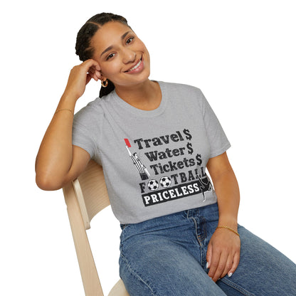 T-Shirt — "Travel  Water  Tickets  Football Priceless" Referee Humor Tee Soccer fan t-shirt