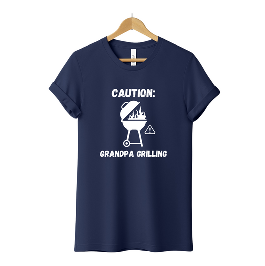 Caution Grandpa Grilling T Shirt