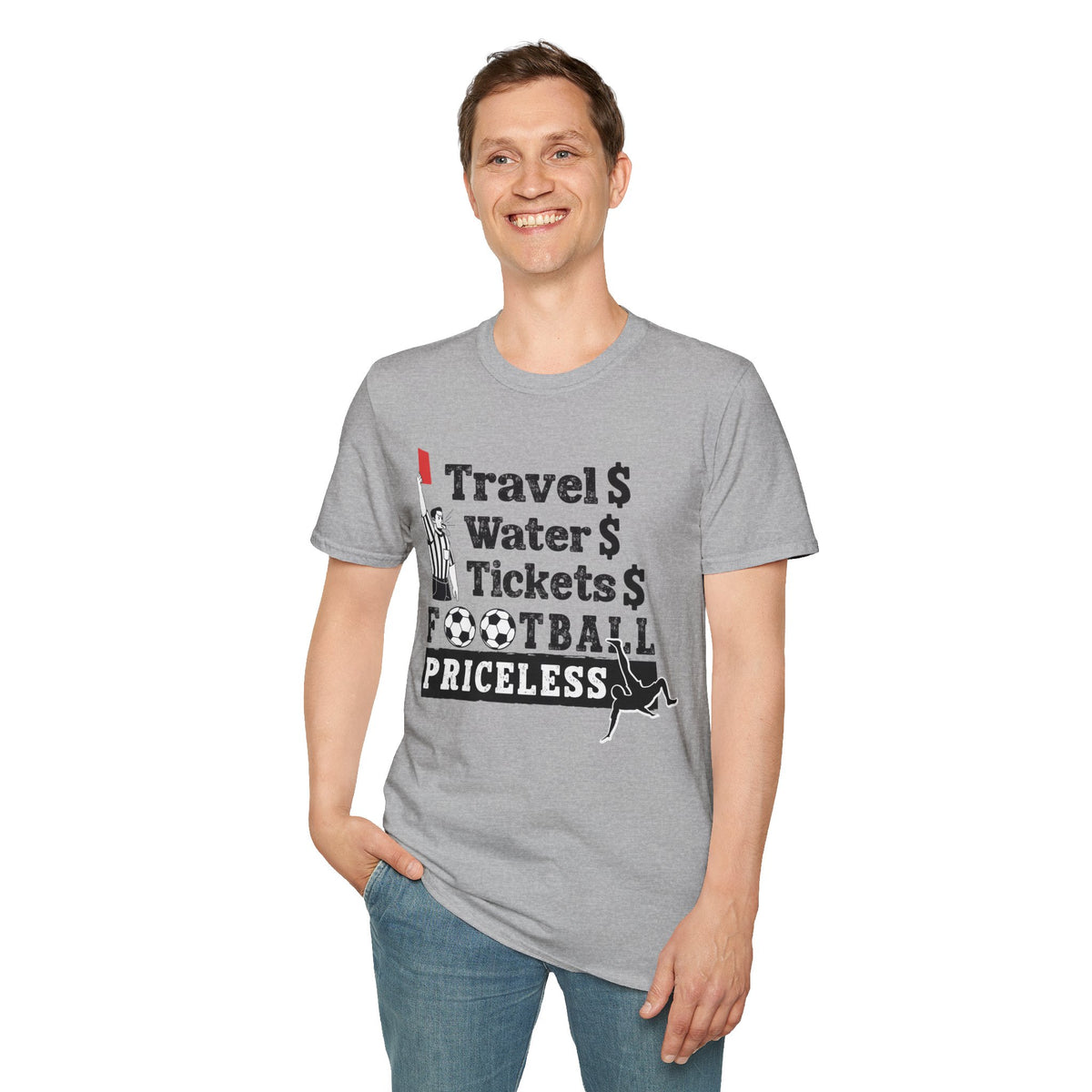 T-Shirt — "Travel  Water  Tickets  Football Priceless" Referee Humor Tee Soccer fan t-shirt